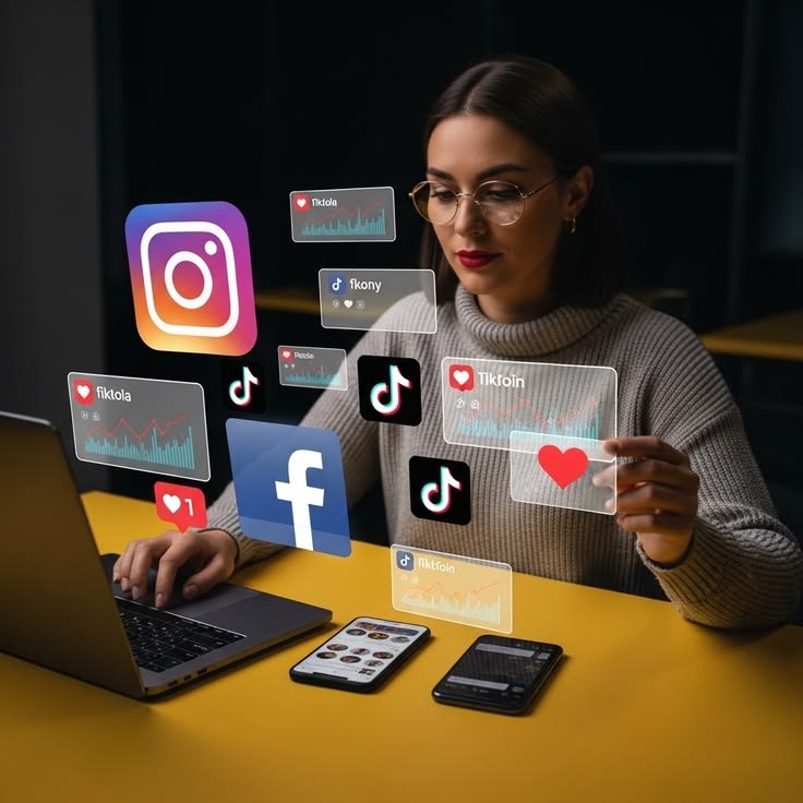 Social Media Marketing Basics social media marketing strategy & content growth concept